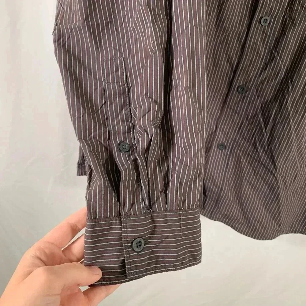 North Face Shirt Men's XXL Red Striped Long Sleeve Button Up Zip Pocket